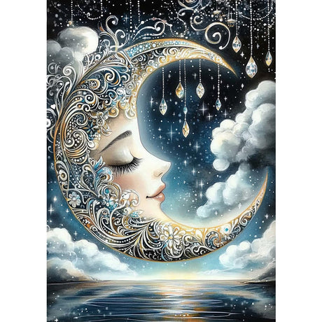 MXJSUA DIY Moon Goddess Diamond Painting Kits for Adults, Diamond Gem Art Painting for Beginners, Diamond Picture with Full Round Drill Dots Craft Set Gift, 12 * 16 Inch MXJSUA