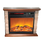 Lifesmart 3-Quartz 5,118 BTU Infrared Faux Stone Fireplace with Log Insert and Realistic Flame, Fireplace Heater with Remote Control for Bedroom, Living Room LifeSmart