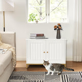 Homhedy Cat Litter Box Enclosure, Litter Box Furniture Hidden with Metal Frame, Cat Washroom Furniture, Cat House, Fit Most of Litter Box, Modern Style, White and Gold Homhedy