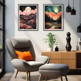 YOYA 2 Pack 5D Diamond Art Painting Kits, Diamond Painting Mountain Kits, Landscape Moon Diamond Art Kits for Adults, Abstract Scenery Paint with Diamonds Gem Art for Home Wall Decor 12 x 16 Inch YOYA