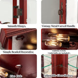 nifoti 69" H Lighted Curio Cabinet Corner Display Case, Corner Glass Cabinet with Tempered Glass Door & Adjustable Shelves, Wooden Corner Curio Cabinet w/Mirrored Back Pane for Living Room(Cherry) nifoti