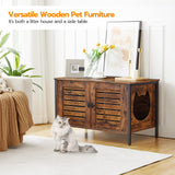 HOOBRO Cat Litter Box Enclosure, Hidden Litter Box Furniture with Shutter Door and Head Mat, Cat Litter Box Furniture Fit Most of Litter Box, 31.5''L x 17.7''W x 19.9''H, Rustic Brown BF06MW01 HOOBRO