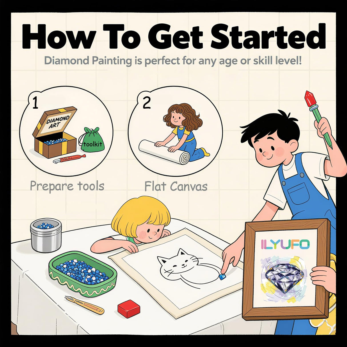 Diamond Art Kits for Adults, 5D Light and Butterfly DIY Diamond Painting Crafts for Home Wall Decor, Ideal Gifts for Art Lovers 12×16inch ILYUFO