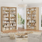 FACBOTALL 83.6" Tall Bookshelf and Bookcase, 7-Tier Extra Large Bookshelf with Double Storage, 14 Open Display Shelves for Home Office, Study and Living Room, Light Oak FACBOTALL