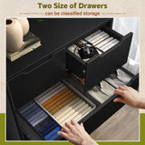 Romorgniz 6 Drawer Dresser for Bedrom, Black Tall Chest of Drawers Modern Wooden Dresser for Living Room, Entryway, Hallway, 43.2" H X 27.6" W X15.6 D Romorgniz