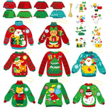 32 Sets Christmas DIY Art Craft Kits Christmas Ugly Sweaters Ornaments Art Sets Christmas Winter Stickers Arts and Crafts Bulk for Kids Snow Holiday Xmas Theme Classroom Activities Party Decorations Qyeahkj