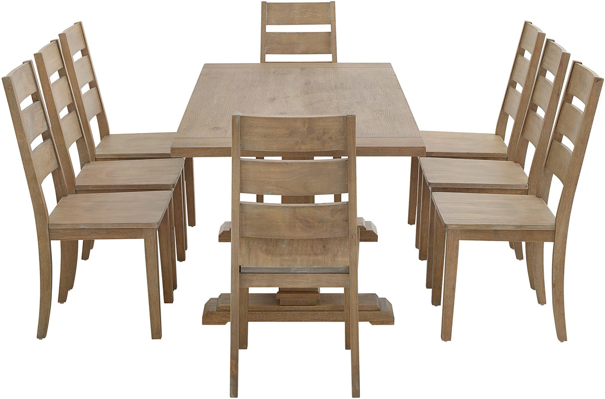 Crosley Furniture Joanna 9-Piece Modern Farmhouse Dining Table Set for 8 with Ladderback Chairs, Rustic Brown Crosley Furniture