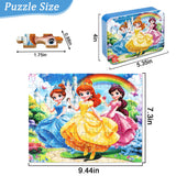 MZZOTOY Princess Puzzles for Kids Ages 4-8, 60 Pieces Jigsaw Puzzles for Kids Ages 3-5 Puzzle for Girls and Boys Learning Educational Puzzles Toys in a Metal Box MZZOTOY