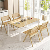 Giantex Folding Dining Chairs Set of 2, Wooden Folding Chair with Rattan Backrest & Seat, Sturdy Rubber Wood Frame, Armless Accent Chairs for Living Room, Kitchen, Wedding Party, No Assembly, Natural Giantex