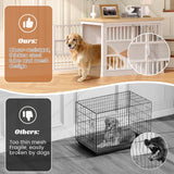 VOPEAK Dog Crate Furniture, Chew Resistant Large Dog Crate for Medium Large Dogs, Heavy Duty XL Dog Crates Dog Kennel Cage Indoor with Double Doors, Wooden End Table for Bedroom Living Room, White VOPEAK