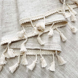 Boho Tassel Kitchen Valances for Windows Modern Farmhouse Cotton Linen Valance Curtains Topper Country Rustic Bathroom Small Window Treatment Bohemian Decor (55x15 inch, Natural) Oindec