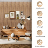 KASARO PS 3D Faux Wood Wall Panels, 16 Pieces Wainscoting Slat Panel for Interior Wall and Ceiling Decor, 47.2 x 4.8 inch Fluted Accents for Living Room, Bedroom, Natural KASARO