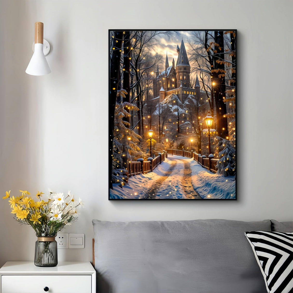 Christmas Castle Diamond Paintings Kits for Beginners, Diamond Arts Kits for Adults, Winter Street Landscape Paint by Diamonds, 5D DIY Full Round Drill Dot Gem Art for Home Wall Decor 11.8x15.8inch GXGLLPZBY