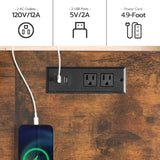 HOOBRO Rustic Brown Bar Table with Charging Station and Vintage Style HOOBRO