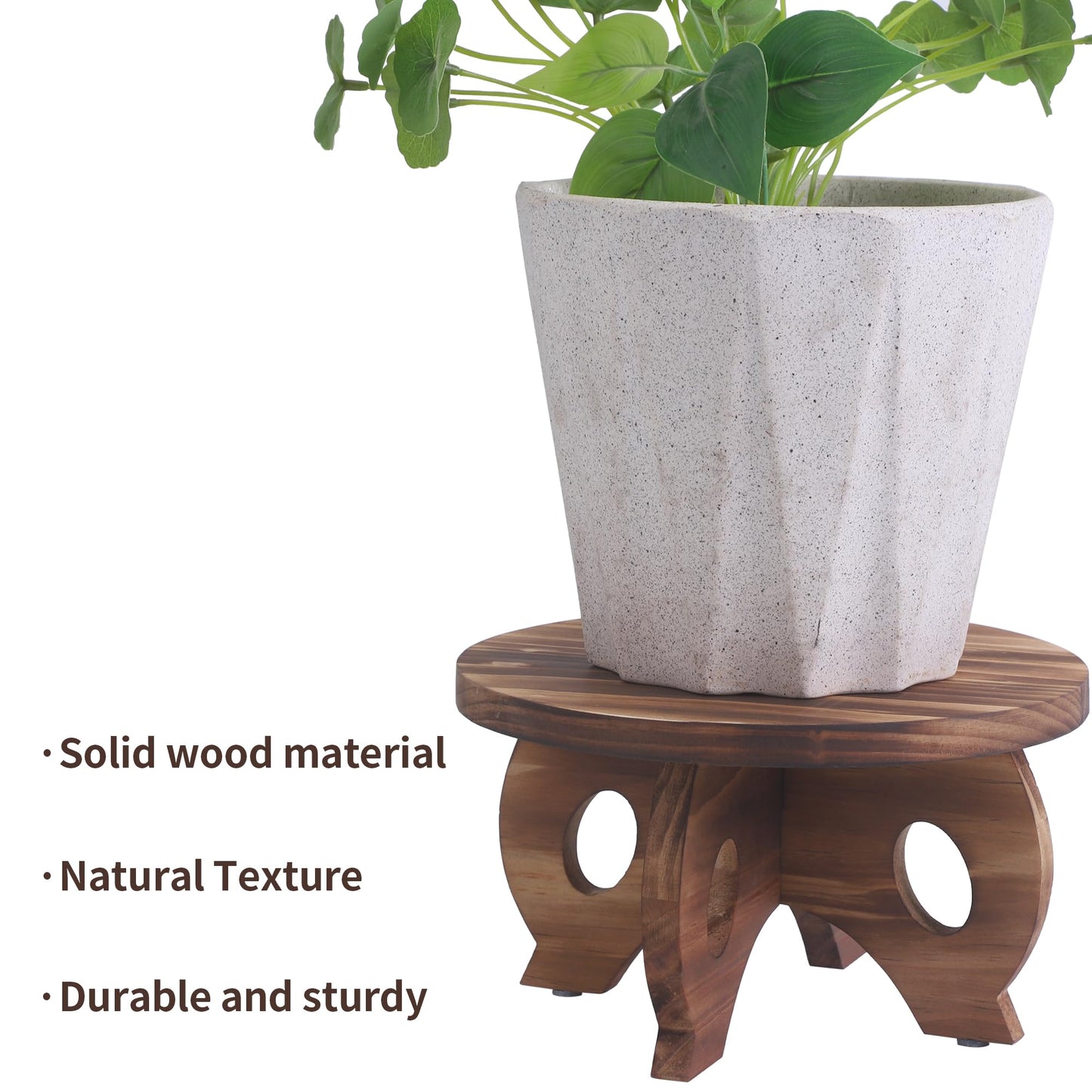 VZODESR Plant Stand Indoor Wooden Plant Stool Round Stand Risers for Decor Plant Pedestal Stand Farmhouse Rustic Decorative Display Flower Holder Pedestal Board Brown