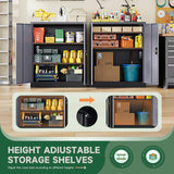 Letaya Metal Storage Cabinets with Lock Door,2 Adjustable Shelves Organizer Steel Storage Cabinets for Home,Office,Warehouse,Garage,Employee Lockers(Black Gray) Letaya
