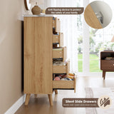 Garvee 5 Drawers Dresser for Bedroom, 47.2" Tall Dressers with Curved Profile Design, Fluted Wood Drawers with Gold Handle, Modern Chest of Dressers with Thickened Design for Living Room, Natural Garvee