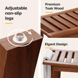 Teak Shower Bench, 24 Inch Teak Shower Stool 300lbs Wood Shower Chair Seat with Storage Shelf Towel Rack for Bathroom Indoor and Outdoor Use Homman