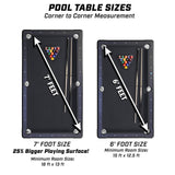 GoSports 7 ft Billiards Table - Portable Pool Table - Includes Full Set of Balls, 2 Cue Sticks, Chalk, and Felt Brush - BLACK GoSports