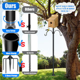 Upgrade 92In Smart Bird Feeder Pole, Outdoor Bird House Poles Mount Kit for Smart Bird Feeder & Wooden Bird House, Adjustable Heavy Duty Birdhouse Pole Stand Set with 5-Prong Base and Shepherd Hook QwayHome