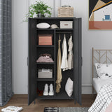 MIOCASA Metal Armoire, Wardrobe Closet Cabinet with Hanging Rod and 4 Shelf Steel Storage Locker Clothes Organizer for Bedroom, Changing Room, Laundry Room, Office (Black) MIOCASA