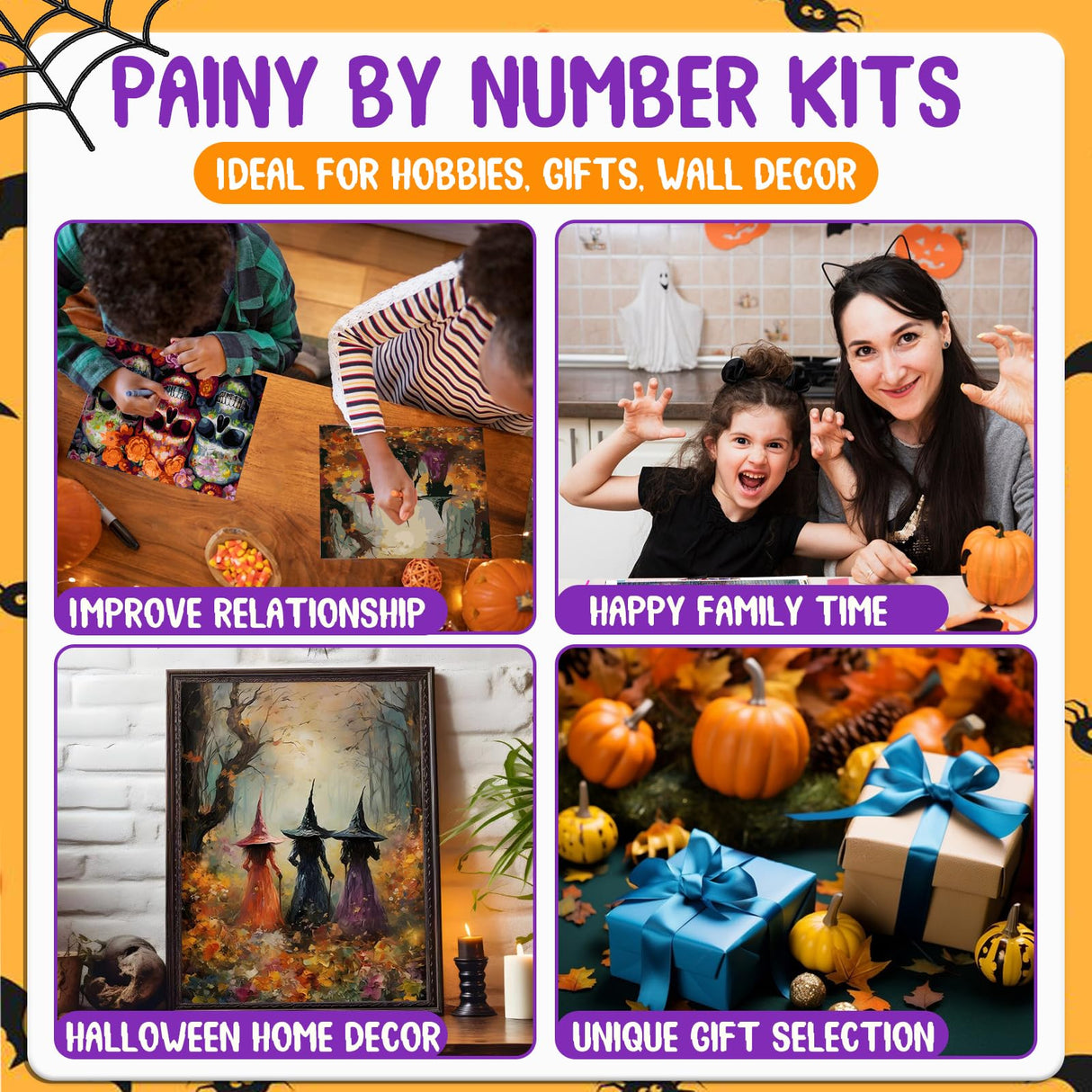 Halloween Paint by Numbers Kit for Adults Beginner, Fall Paint by Number Halloween, Painting by Numbers, Easy DIY Crafts for Gift Home Wall Decor 16x20inch hkejoi