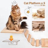 Cat Tree, 74.4 inch Tall Wood Cat Tower with Cat Scratching Post, Cat Cave Condo, Hammock, Cat Tree Tower for Large Cats and Kittens KKHAN