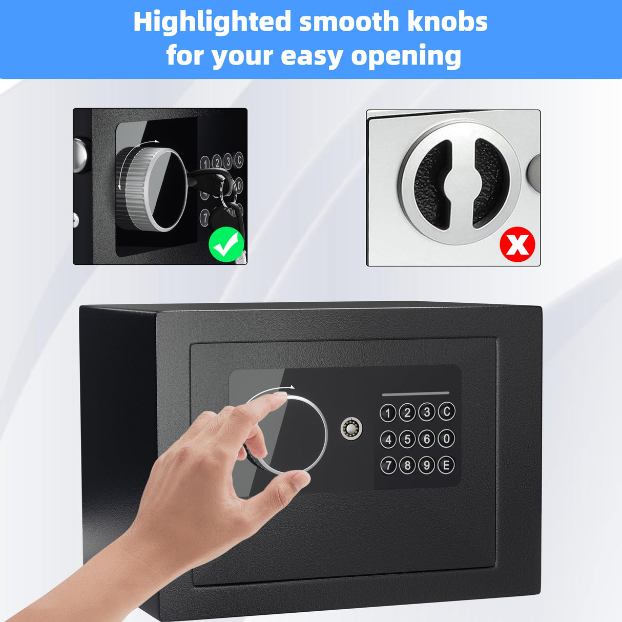 Digital Electronic Money Safe, Steel Security Lock Box with Keypad, Office Hotel Business Jewelry Gun Cash Safe, 0.23 Cubic Feet, 9.06" W x 6.69" D x 6.69" H（black） CDC DIGI