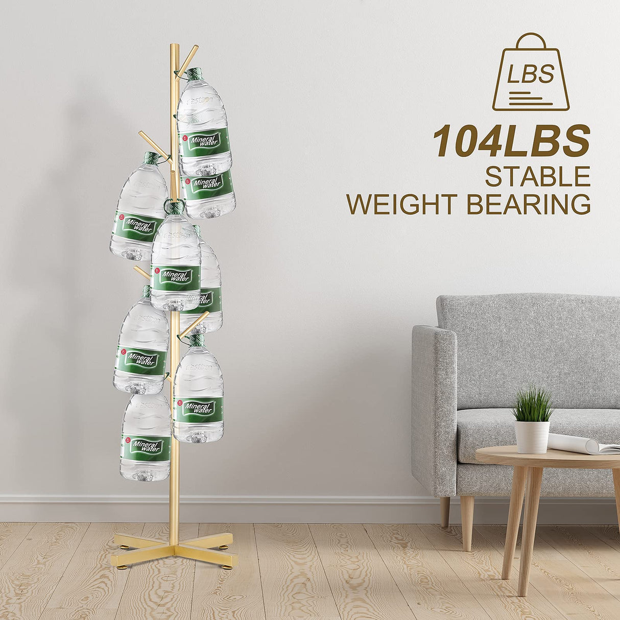 ZOZOE Metal Coat Rack Stand, Modern Coat Rack Freestanding with 8 Hooks, Coat Racks Easy to Assemble, Coat Tree Stand for Bags, Hats, Entryway, Office (Golden) ZOZOE