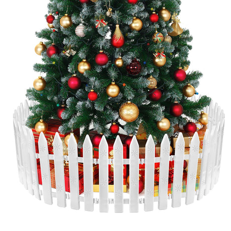 MCEAST 24 Pieces Christmas Tree Fences White Picket Fence Border 4.6 x 12 Inches Mini Plastic Decorative Fences Christmas Tree Barrier for Dogs Kids Home Wedding Fairy Garden Party MCEAST
