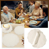 BALAPET Quilted Placemats Set of 6, 100% Cotton 14" Table Mats Farmhouse Style, Reversible Round Tabletop with Scalloped Edges for Kitchen Dinner Party Holidays, Natural, Machine Washable BALAPET