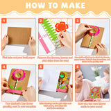 24 Packs Mother's Day Crafts for Kids 3D Flower Greeting Card Making Kit Happy Mothers Days Paper DIY Art Craft Set with Foam Stickers Straws Cake Cups Handmade Gifts for Mom Classroom Activity Lonfliness