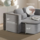 IZLKQC 75'' Convertible Folding Sofa Bed, Memory Foam Couch, Foldable Full Size Love Seat Sleeper Bed, 2-in-1 Foldable Curved Sleeper Sofa with 4 Pillows and Blanket for Living Room (Corduroy, Gray) IZLKQC