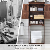 ACCOHOHO Over The Toilet Storage Cabinet, Farmhouse Bathroom Cabinet with Adjustable Shelf & Barn Door, 67" Tall Over The Toilet Shelf, Brown ACCOHOHO