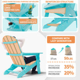 YEFU Adirondack Chair, Oversized Plastic Adirondack Chair Folding Outdoor Chairs with Cup Holder, Lawn Chair with Weather Resistant for Outside Deck Lawn Garden, Weight Capacity Up to 400 Lbs –Aruba YEFU
