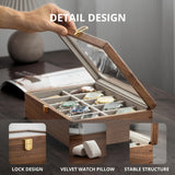 muso wood Watch Display Box, 10 Slot Watch Case for Men, Watch Organizer Box with Glass Lid, Watch Case with Removable Velvet Pillow, Father's Day Gift - 10 Slot, Walnut muso wood