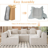 wanan 146'' Modular Sectional Couches for Living Room with Deep Seat, L-Shape Cloud Sofa Couch, High Density Memory Foam, Boneless Upholstered Couches, Easy Assembly (Warm White, 5 Seats) wanan