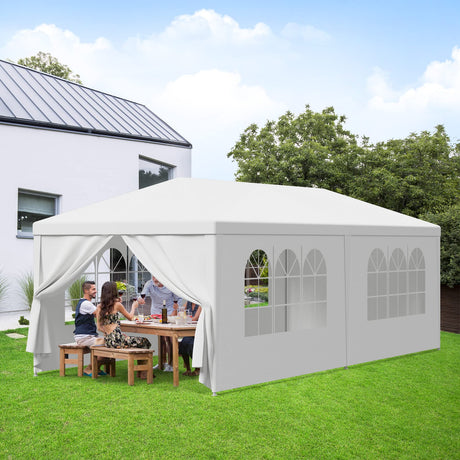 F2C 10 x20 Outdoor Gazebo White Canopy with sidewalls Party Wedding Tent Cater Events Pavilion Beach BBQ (10'X20') F2C