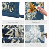 wikiwiki Outdoor Rug, 5x8ft Waterproof Reversible Mat Indoor Outdoor Rugs Carpet, Small Area Rug Plastic Straw Rug for Patio Deck Balcony Pool RV Camping Beach Picnic, Blue & Beige, Rugscape Series wikiwiki