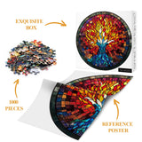 Stained Glass Puzzle Mandala Puzzle for Adults 1000 Piece, Round Colorful Mosaic Jigsaw Puzzles, Religious Faith Art Puzzle BBOLDIN