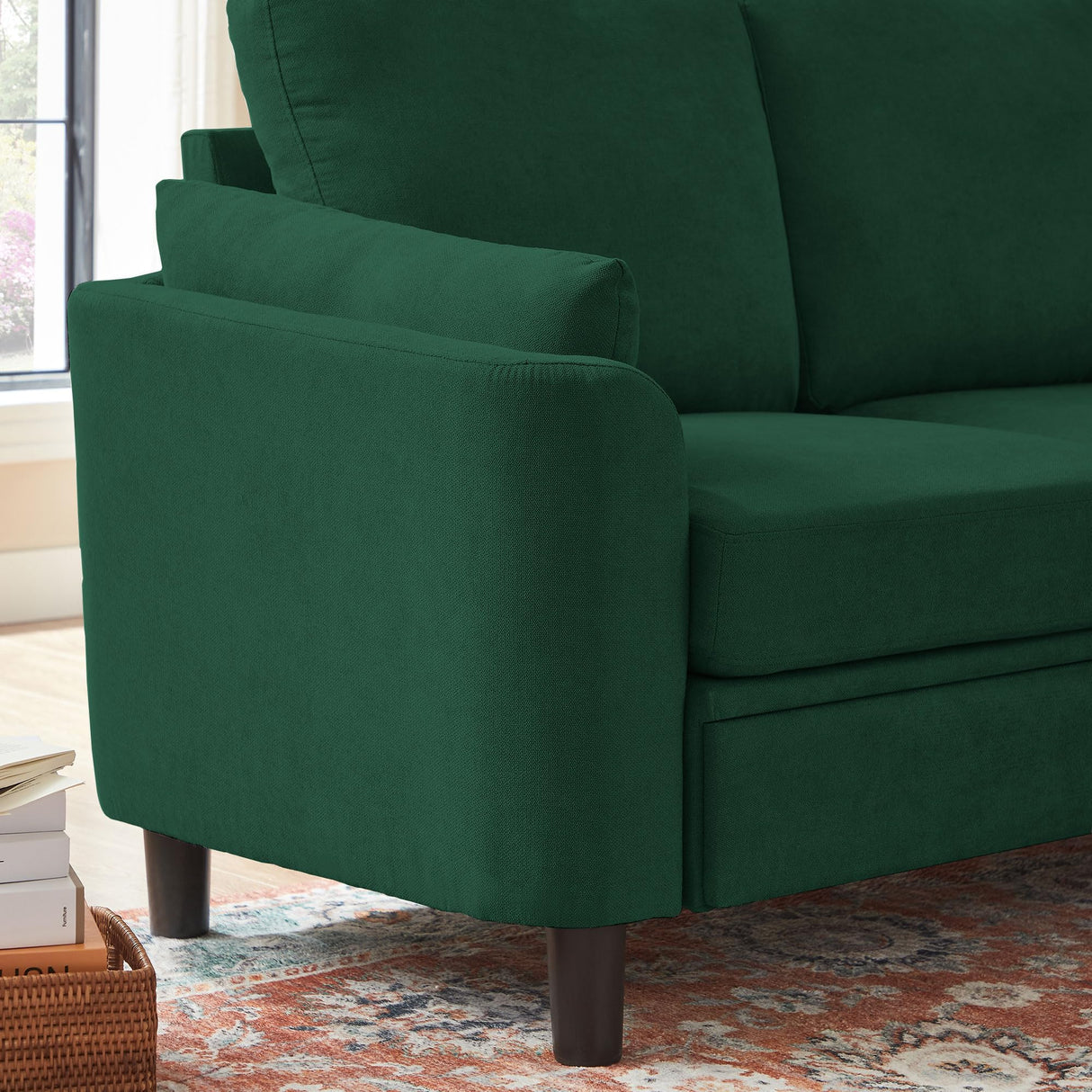 Pingliang Home 60" Loveseat Small Couch, Mid Century Modern Love Seat with Back Cushions and Wood Legs, 2 Seater Small Sofa for Living Room, Bedroom, Dorm and Small Spaces, Green Pingliang Home