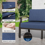 Kullavik Aluminum Patio Furniture Set,6 Pieces 4 Seat Metal Outdoor Furniture Conversation Set w/45 Propane Gas Fire Pit&Swivels,Navy Blue Kullavik