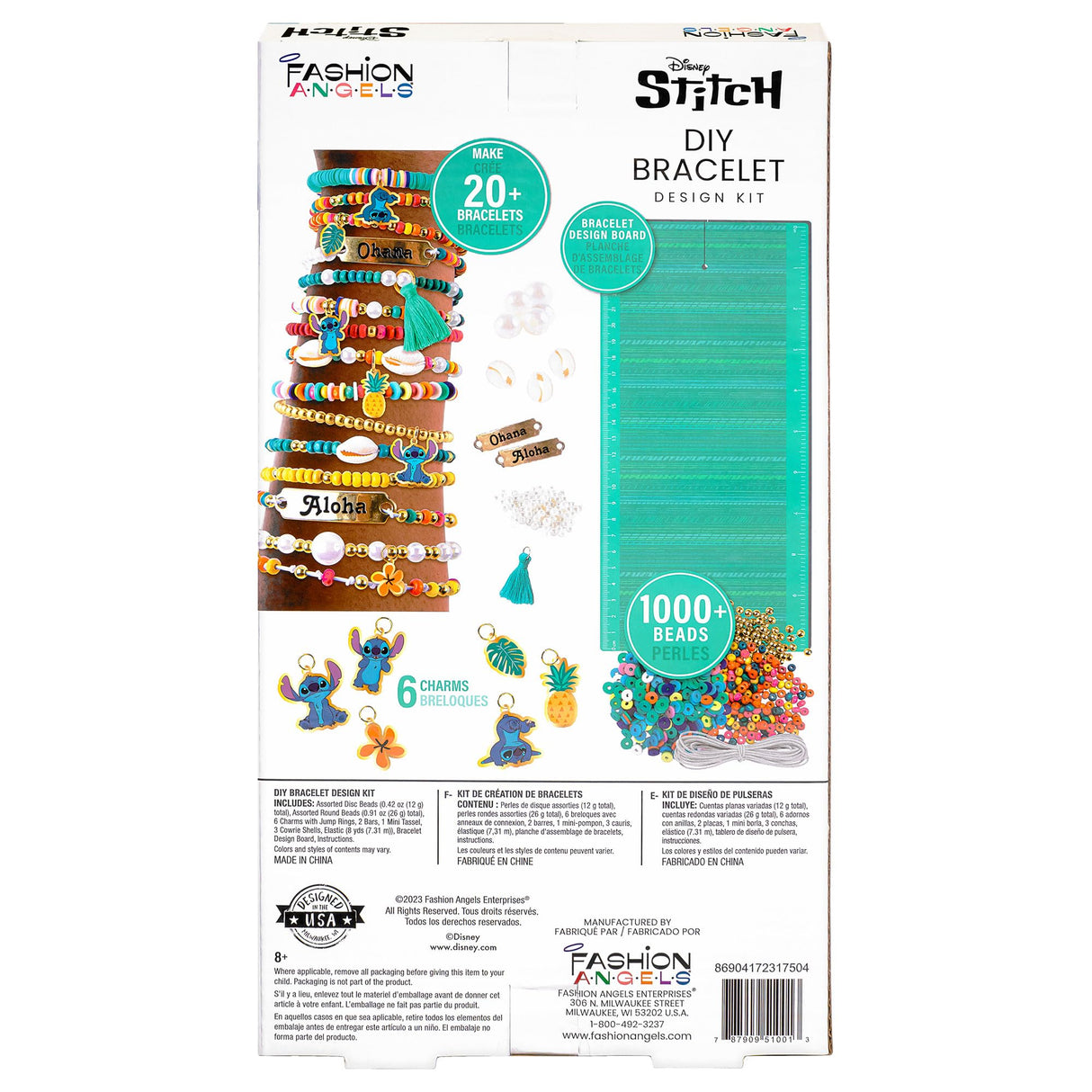 Fashion Angels Disney Stitch DIY Bracelet Making Kit, Includes 1,000+ Shell Beads, Tassels, & More, Lilo & Stitch Collectable Jewelry for Kids, Teen Girls & Boys Fashion Angels