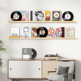 Picture Ledge Shelf, Floating Shelves Set of 2, Solid Pine Wood 72'' Long Large Nursery Book Shelves for Toys Storage, Kids Bookshelf for Living Room Bedroom Decor Books Photo Frames, Natural FLYJOE