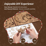 FUNPOLA LED 3D Wooden Puzzle Christmas Night Flight Moon Lamp, DIY Craft Kit Festive Nightlight for Holiday Décor, Unique for Adults and Kids,Brown FUNPOLA