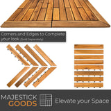 Interlocking Deck Tiles 24 x 12 Long Boards Snap Together Wood Flooring - Acacia Hardwood Outdoor Flooring for Patio - Floor Decking Tile, Waterproof Balcony Flooring 24 Sq Ft (2 Pack (12 Pieces)) Majestick Goods