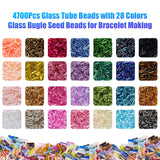 Ybxjges 4800Pcs 7mm Tube Beads Kit with 28 Colors Glass Bugle Seed Beads Small Craft Beads for DIY Bracelet Necklaces Jewelry Making Ybxjges