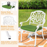 W WARMHOL 5-Piece Outdoor Patio Dining Set, All-Weather Cast Aluminum Patio Furniture Set for Backyard Garden Deck with 4 Chairs, 4 Cushions and 35.4” Round Table, 2.2" Umbrella Hole, White W WARMHOL