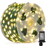 LJLNION 1000 LED Fairy String Lights, 328FT Long Outdoor Christmas Lights, Waterproof IP65 Green PVC Copper Wire Lights, 8 Lighting Modes Plug in for Xmas Tree Holiday Party Wedding Decor, Warm White LJLNION