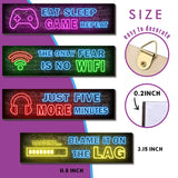 4 Pcs Printed Neon Gaming Posters, Teen Boys Room Decorations, gamer wall art Decor for bedroom Wooden Simimi art